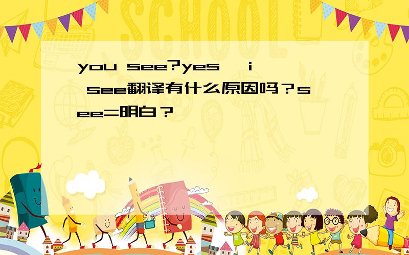 you see?yes ,i see翻译有什么原因吗？see=明白？