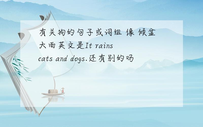 有关狗的句子或词组 像 倾盆大雨英文是It rains cats and dogs.还有别的吗