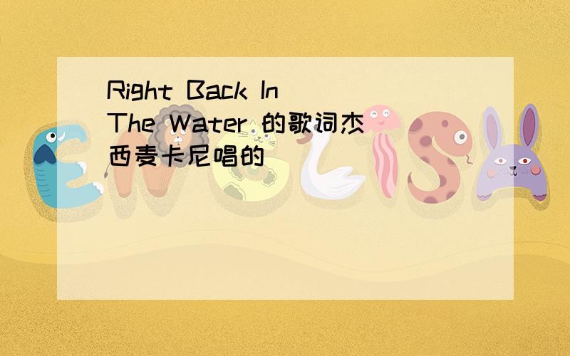 Right Back In The Water 的歌词杰西麦卡尼唱的