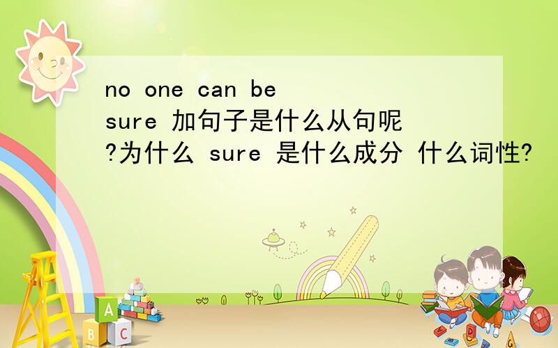 no one can be sure 加句子是什么从句呢?为什么 sure 是什么成分 什么词性?