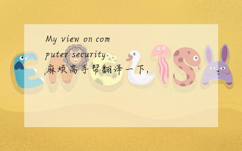 My view on computer security麻烦高手帮翻译一下,