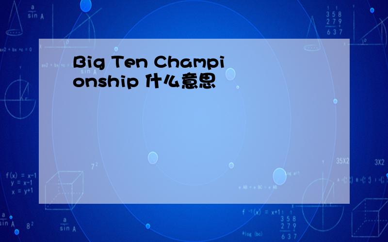 Big Ten Championship 什么意思