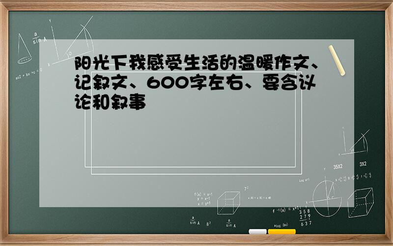 阳光下我感受生活的温暖作文、记叙文、600字左右、要含议论和叙事