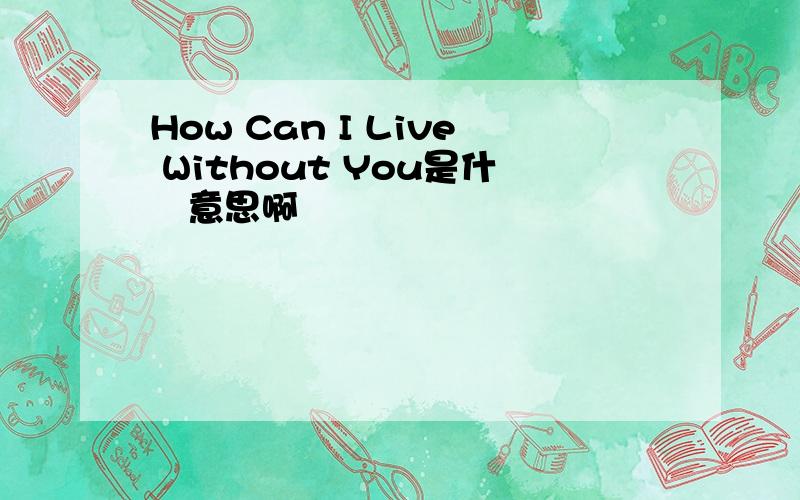How Can I Live Without You是什麼意思啊