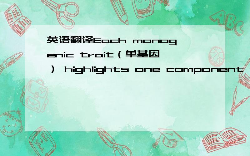 英语翻译Each monogenic trait（单基因） highlights one component of thesepathways and provides informative genotype–phenotype（显性基因）correlations