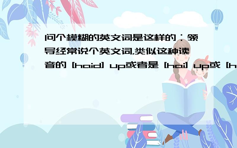 问个模糊的英文词是这样的：领导经常说个英文词，类似这种读音的 [haid] up或者是 [hai] up或 [hail] up，意思应该是提、公布、罗列之类的意思 经常这样讲：把什么[haid] up出来。有没有可能只