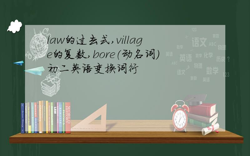 law的过去式,village的复数,bore（动名词）初二英语变换词行