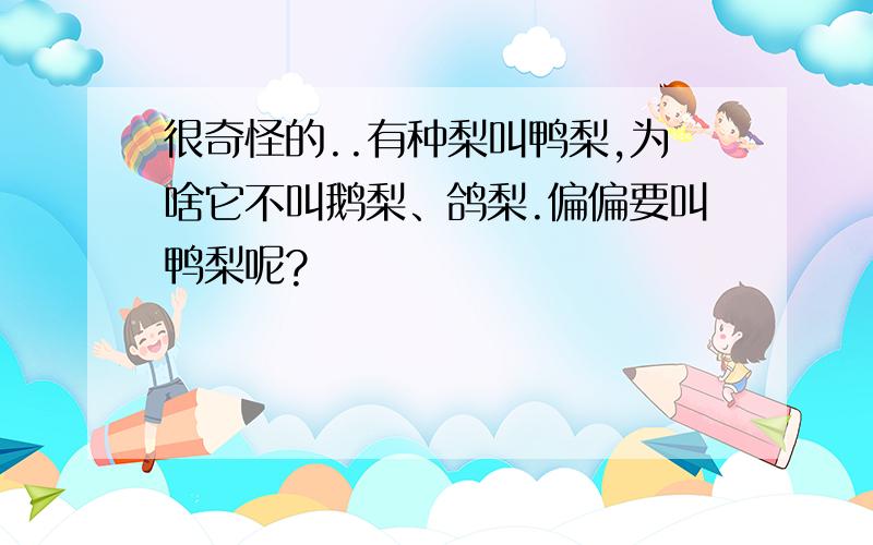 很奇怪的..有种梨叫鸭梨,为啥它不叫鹅梨、鸽梨.偏偏要叫鸭梨呢?