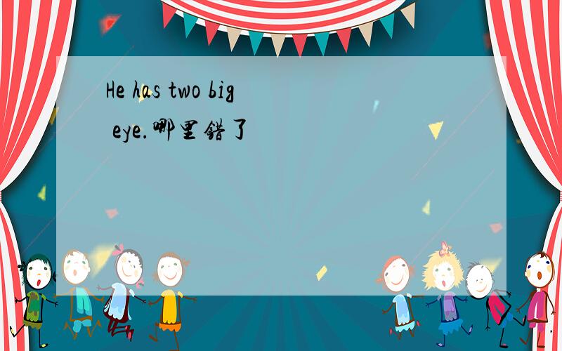 He has two big eye.哪里错了