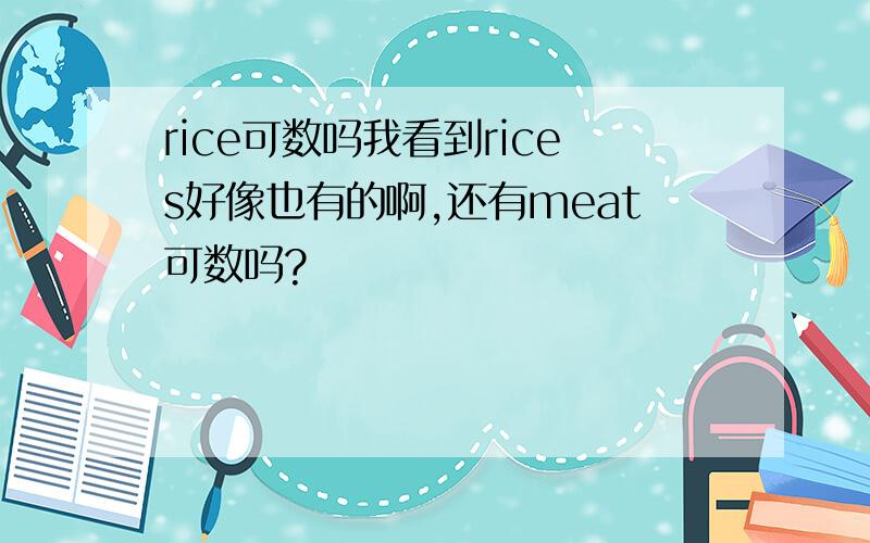 rice可数吗我看到rices好像也有的啊,还有meat可数吗?