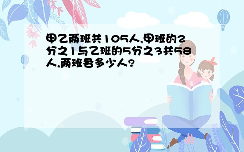 甲乙两班共105人,甲班的2分之1与乙班的5分之3共58人,两班各多少人?