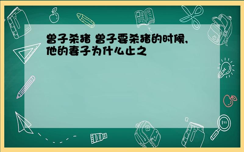 曾子杀猪 曾子要杀猪的时候,他的妻子为什么止之