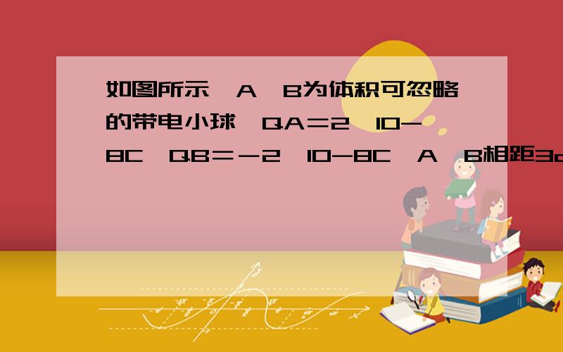 如图所示,A、B为体积可忽略的带电小球,QA＝2×10-8C,QB＝－2×10-8C,A、B相距3cm.在水平外电场作用下_百度知道http://zhidao.baidu.com/question/312617045.html&__bd_tkn__=69b8576c2b6f9a2f1317ab3bb7fd3dbf8a458ee38078338d51fed