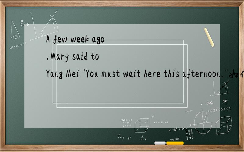 A few week ago,Mary said to Yang Mei 