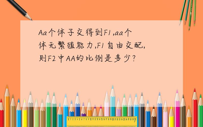 Aa个体子交得到F1,aa个体无繁殖能力,F1自由交配,则F2中AA的比例是多少?