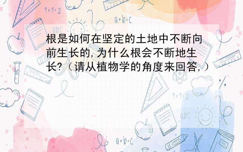 根是如何在坚定的土地中不断向前生长的,为什么根会不断地生长?（请从植物学的角度来回答,）