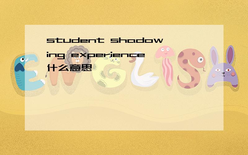 student shadowing experience什么意思