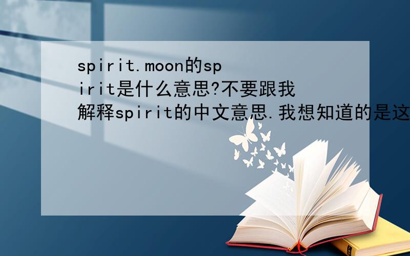 spirit.moon的spirit是什么意思?不要跟我解释spirit的中文意思.我想知道的是这个词是不是Moon的战队名称,还是有其他特殊的含义?