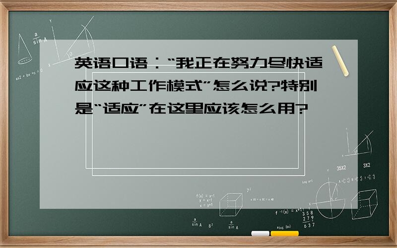 英语口语：“我正在努力尽快适应这种工作模式”怎么说?特别是“适应”在这里应该怎么用?