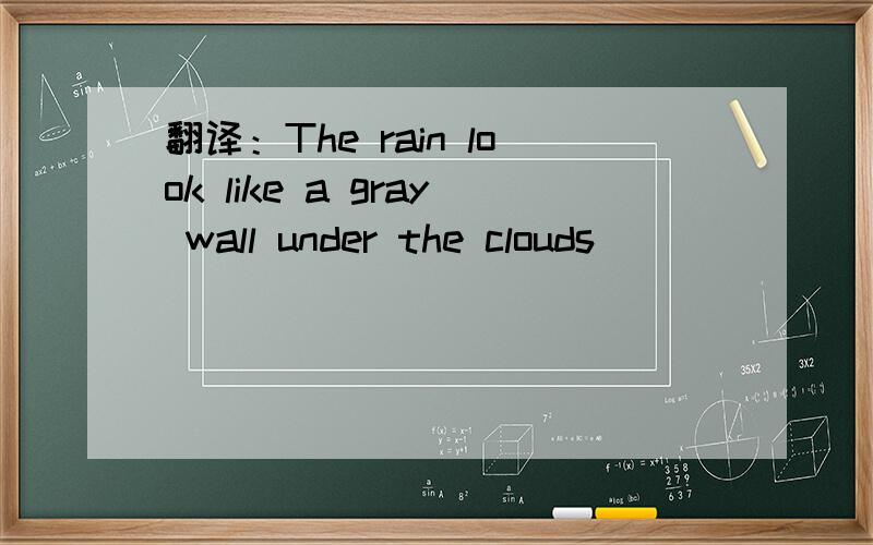 翻译：The rain look like a gray wall under the clouds