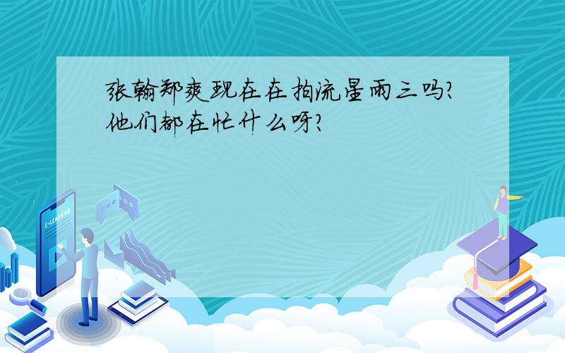 张翰郑爽现在在拍流星雨三吗?他们都在忙什么呀?