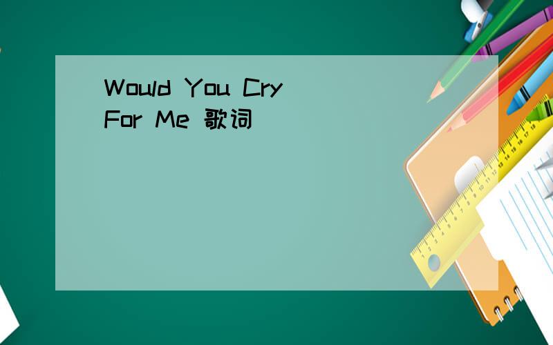 Would You Cry For Me 歌词