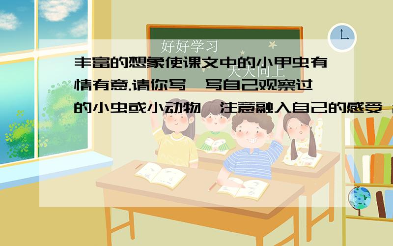 丰富的想象使课文中的小甲虫有情有意.请你写一写自己观察过的小虫或小动物,注意融入自己的感受 200字