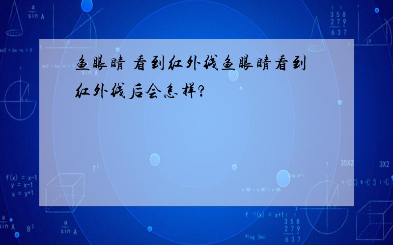 鱼眼睛 看到红外线鱼眼睛看到红外线后会怎样?