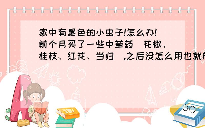 家中有黑色的小虫子!怎么办!前个月买了一些中草药（花椒、桂枝、红花、当归）,之后没怎么用也就放在那里了,后来发现放草药的桌子上有好多黑色小虫子（感觉有点像甲虫）（有点棕褐色