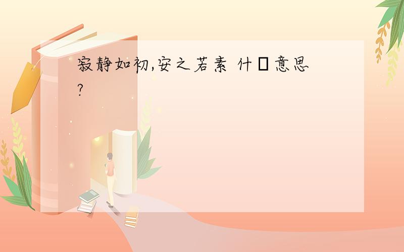 寂静如初,安之若素 什麼意思?