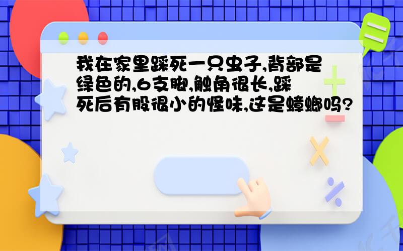 我在家里踩死一只虫子,背部是绿色的,6支脚,触角很长,踩死后有股很小的怪味,这是蟑螂吗?