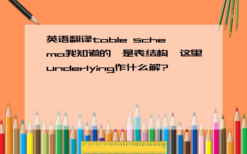 英语翻译table schema我知道的,是表结构,这里underlying作什么解?