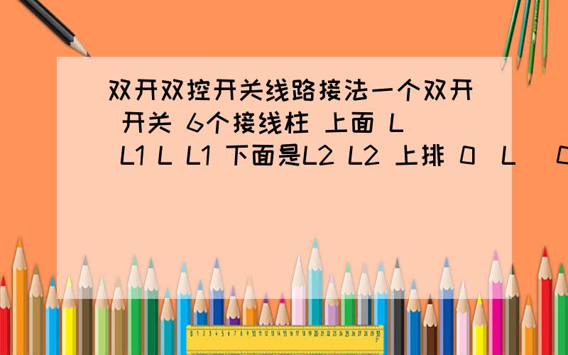 双开双控开关线路接法一个双开 开关 6个接线柱 上面 L L1 L L1 下面是L2 L2 上排 0（L） 0（L1） 0（L） 0（L1）下排 0（L2） 0（L2）进线是 一红 一蓝 两根线 怎么用两个开关分别控制两排 4个灯?