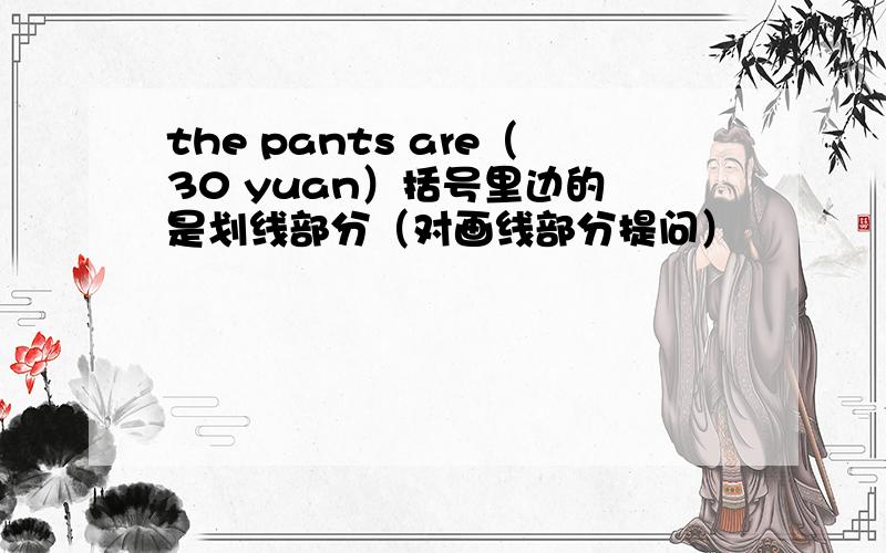 the pants are（30 yuan）括号里边的 是划线部分（对画线部分提问）