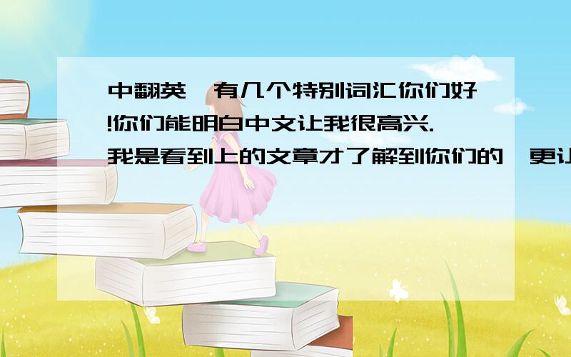 中翻英,有几个特别词汇你们好!你们能明白中文让我很高兴.我是看到上的文章才了解到你们的,更让我高兴的是你们居然还有还有中文网站,这就让我们的沟通成为可能. 我是一位对手表充满了