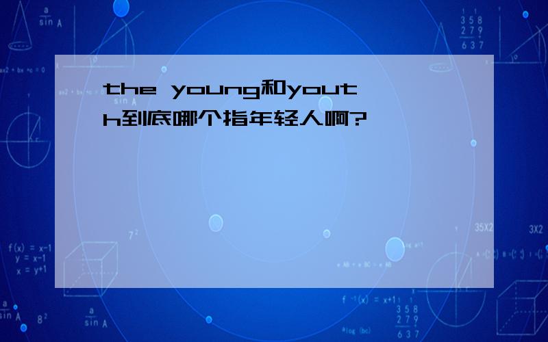 the young和youth到底哪个指年轻人啊?