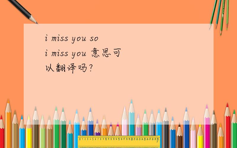 i miss you so i miss you 意思可以翻译吗?