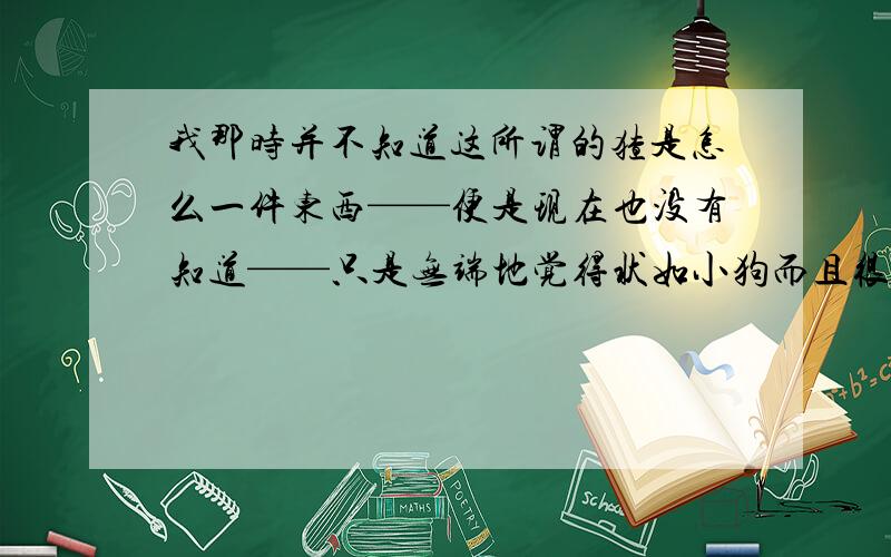 我那时并不知道这所谓的猹是怎么一件东西——便是现在也没有知道——只是无端地觉得状如小狗而且很凶猛 什句意