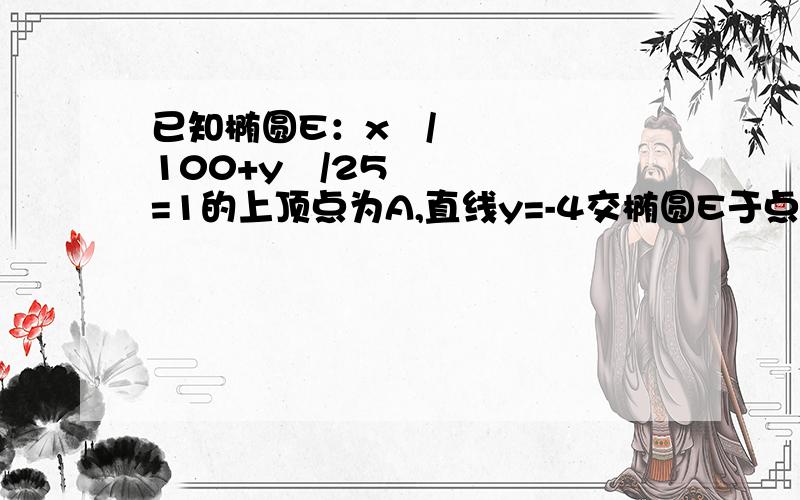 已知椭圆E：x²/100+y²/25=1的上顶点为A,直线y=-4交椭圆E于点B,C（点B在点C的左侧）点P在椭圆E上1.若点P的坐标为（6,4）,求四边形ABCP的面积2.若四边形ABCP为梯形,求点P的坐标