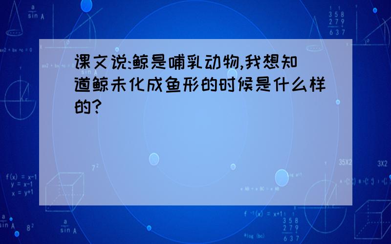 课文说:鲸是哺乳动物,我想知道鲸未化成鱼形的时候是什么样的?