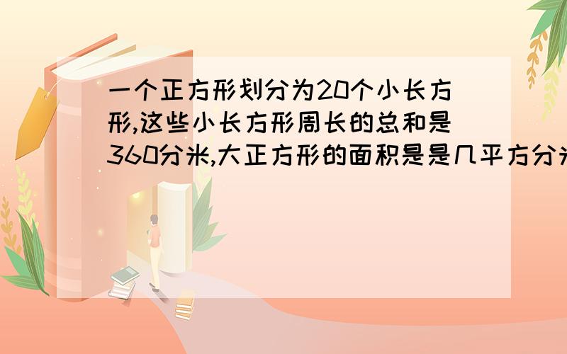 一个正方形划分为20个小长方形,这些小长方形周长的总和是360分米,大正方形的面积是是几平方分米