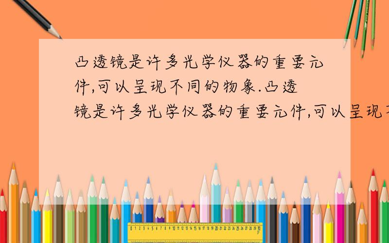 凸透镜是许多光学仪器的重要元件,可以呈现不同的物象.凸透镜是许多光学仪器的重要元件,可以呈现不同的物象.应用凸透镜,在照相机中成（）,（）立的（）象；在投影仪中成（）,（）力的