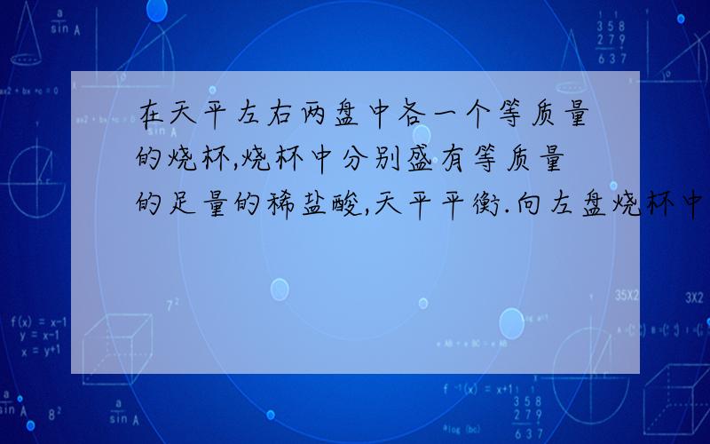 在天平左右两盘中各一个等质量的烧杯,烧杯中分别盛有等质量的足量的稀盐酸,天平平衡.向左盘烧杯中加入11g10%的硝酸银溶液,向右盘烧杯中加入镁粉,若天平最终平衡,则加入镁粉的质量为?求