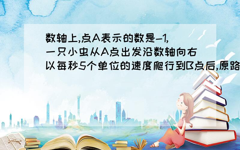 数轴上,点A表示的数是-1,一只小虫从A点出发沿数轴向右以每秒5个单位的速度爬行到B点后,原路返回A点,共用了9秒钟,则小虫爬行了多少个单位长度?B点表示的数是多少?