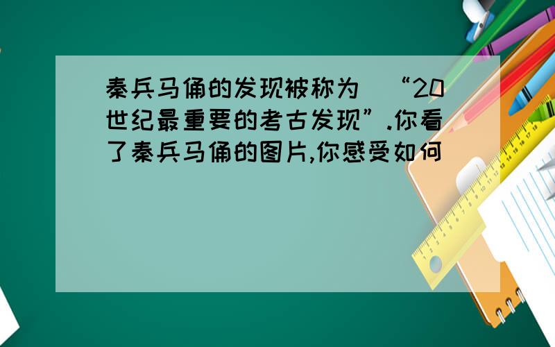 秦兵马俑的发现被称为\“20世纪最重要的考古发现”.你看了秦兵马俑的图片,你感受如何