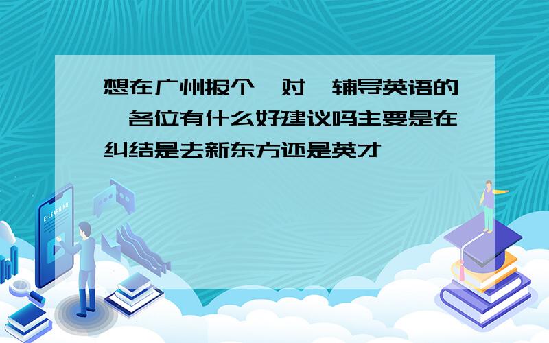 想在广州报个一对一辅导英语的,各位有什么好建议吗主要是在纠结是去新东方还是英才