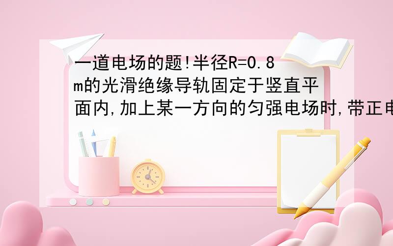 一道电场的题!半径R=0.8m的光滑绝缘导轨固定于竖直平面内,加上某一方向的匀强电场时,带正电的小球沿轨道内侧作圆周运动.圆心O与A点的连线与竖直成一角度a,在A点时小球对轨道的压力N=180N,