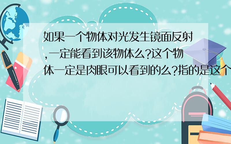 如果一个物体对光发生镜面反射,一定能看到该物体么?这个物体一定是肉眼可以看到的么?指的是这个能把光镜面反射的物体一定是能用肉眼看到的么？