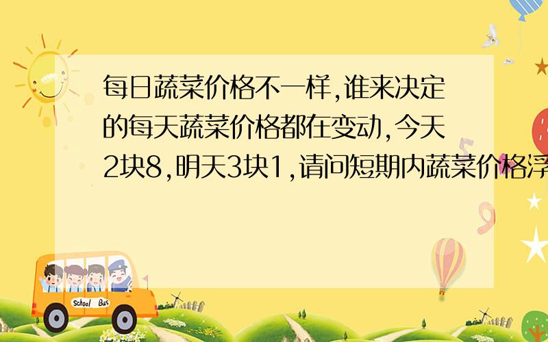 每日蔬菜价格不一样,谁来决定的每天蔬菜价格都在变动,今天2块8,明天3块1,请问短期内蔬菜价格浮动到底是谁来决定的.千万不要和我说市场经济,供需关系这些笼统的话!最好举个例子,差的3毛