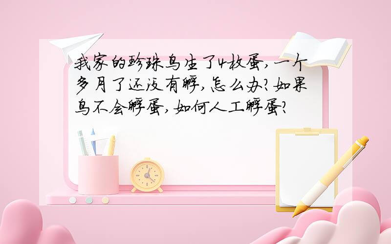 我家的珍珠鸟生了4枚蛋,一个多月了还没有孵,怎么办?如果鸟不会孵蛋,如何人工孵蛋?